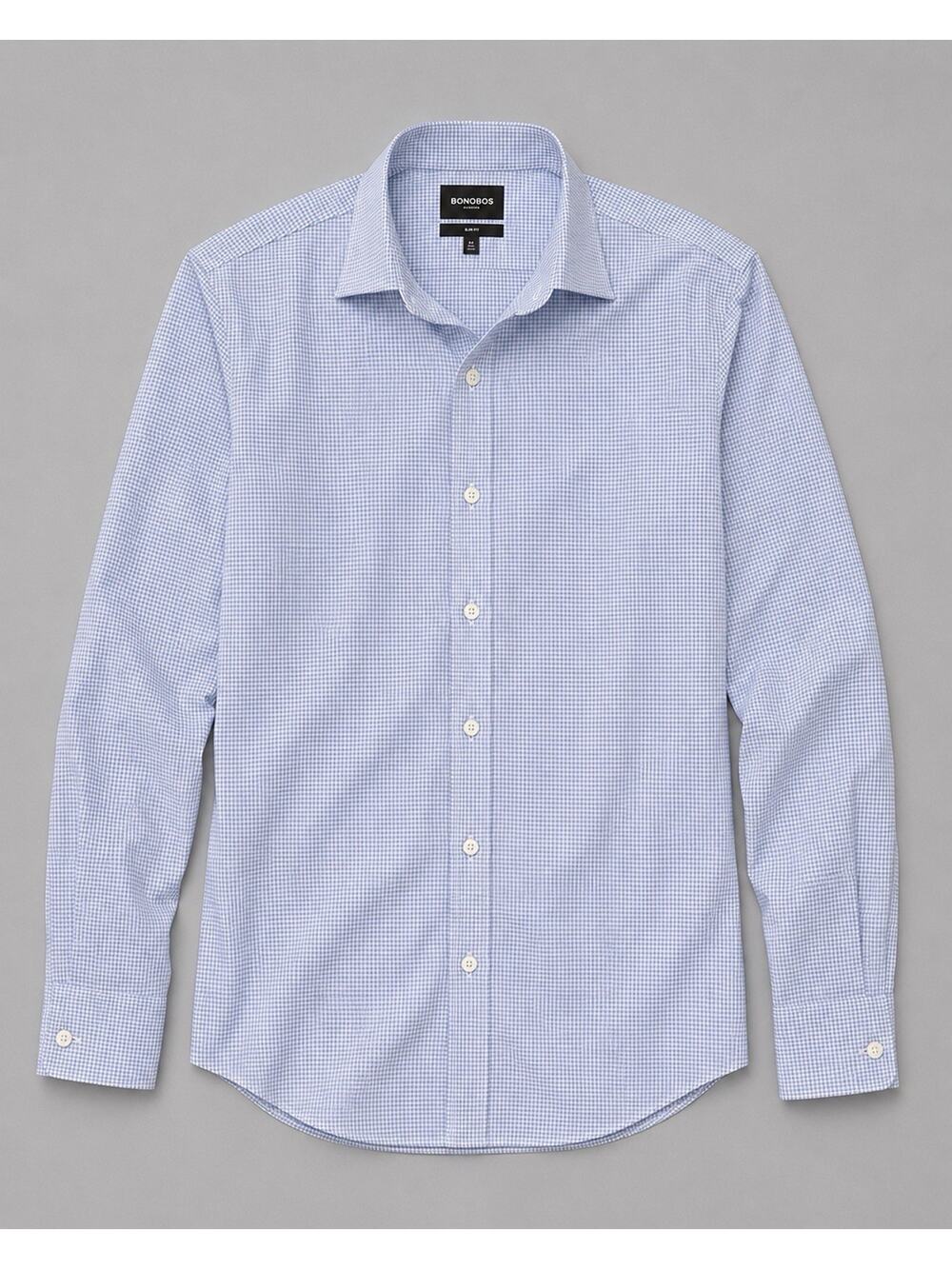Bonobos Dress Shirt Men's 15.5 34 Blue Check Tailored Slim Fit Cotton